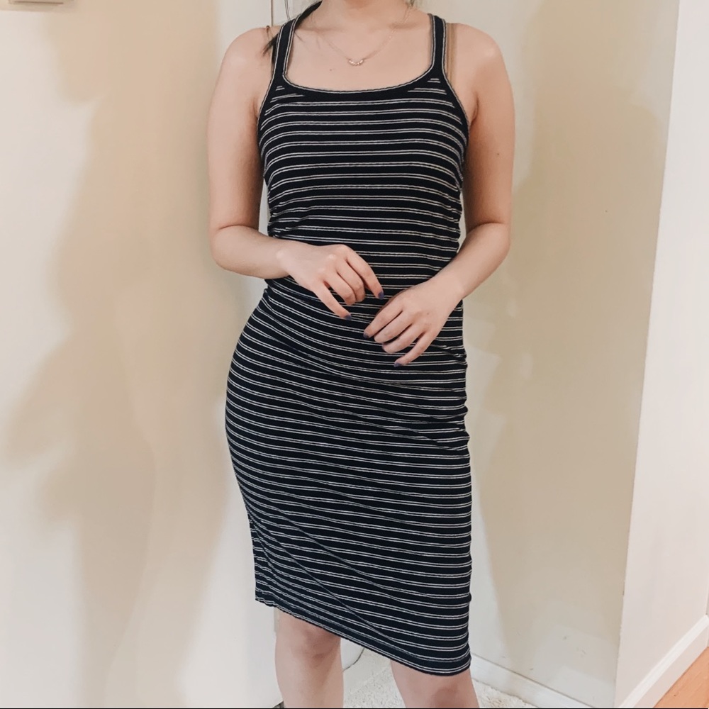 madewell navy/white striped bodycon dress